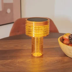Newgarden Gartenbeleuchtung|Led-Außenleuchten*Tischleuchte Orange Kunststoff inkl. LED Solar Wiederaufladbar IP44 - Ambar