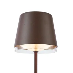 QAZQA Professional Gartenbeleuchtung|Led-Außenleuchten*Tischleuchte Rostbraun inkl. LED IP65 Wiederaufladbar mit Ladestation - Bass