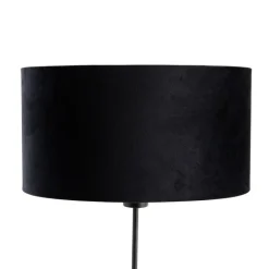 QAZQA Tischlampen|Wohnzimmerlampen*Tischleuchte Schwarz mit ovalem Samt-Schirm Schwarz 35cm - Parte