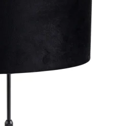 QAZQA Tischlampen|Wohnzimmerlampen*Tischleuchte Schwarz mit ovalem Samt-Schirm Schwarz 35cm - Parte