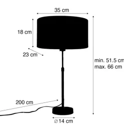 QAZQA Tischlampen|Wohnzimmerlampen*Tischleuchte Schwarz mit ovalem Samt-Schirm Schwarz 35cm - Parte