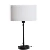 QAZQA Tischlampen|Wohnzimmerlampen*Tischleuchte Schwarz mit ovalem Leinen-Schirm Weiß 35cm - Parte