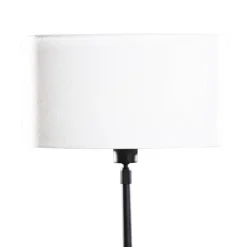 QAZQA Tischlampen|Wohnzimmerlampen*Tischleuchte Schwarz mit ovalem Leinen-Schirm Weiß 35cm - Parte