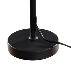 QAZQA Tischlampen|Wohnzimmerlampen*Tischleuchte Schwarz mit ovalem Leinen-Schirm Weiß 35cm - Parte