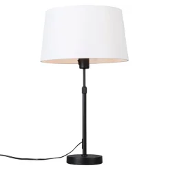 QAZQA Tischlampen|Wohnzimmerlampen*Tischleuchte schwarz mit weißem Schirm 35 cm verstellbar - Parte