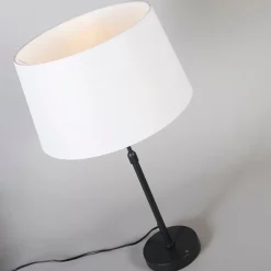 QAZQA Tischlampen|Wohnzimmerlampen*Tischleuchte schwarz mit weißem Schirm 35 cm verstellbar - Parte