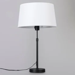QAZQA Tischlampen|Wohnzimmerlampen*Tischleuchte schwarz mit weißem Schirm 35 cm verstellbar - Parte
