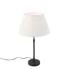 QAZQA Tischlampen|Wohnzimmerlampen*Tischleuchte schwarz mit plissiertem Schirm creme 35 cm verstellbar - Parte