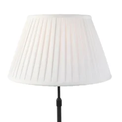 QAZQA Tischlampen|Wohnzimmerlampen*Tischleuchte schwarz mit plissiertem Schirm creme 35 cm verstellbar - Parte