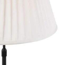 QAZQA Tischlampen|Wohnzimmerlampen*Tischleuchte schwarz mit plissiertem Schirm creme 35 cm verstellbar - Parte