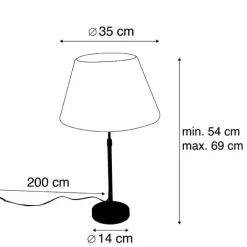 QAZQA Tischlampen|Wohnzimmerlampen*Tischleuchte schwarz mit plissiertem Schirm creme 35 cm verstellbar - Parte