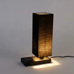 Trio Leuchten Tischlampen|Wohnzimmerlampen*Tischleuchte schwarz mit schwarzem Schirm, Touchsensor und Wireless Charger - Romina