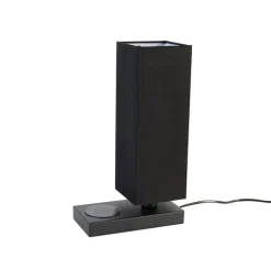Trio Leuchten Tischlampen|Wohnzimmerlampen*Tischleuchte schwarz mit schwarzem Schirm, Touchsensor und Wireless Charger - Romina