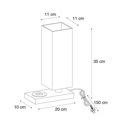 Trio Leuchten Tischlampen|Wohnzimmerlampen*Tischleuchte schwarz mit schwarzem Schirm, Touchsensor und Wireless Charger - Romina