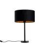 QAZQA Tischlampen|Wohnzimmerlampen*Tischleuchte Schwarz mit ovalem Samt-Schirm Schwarz 35cm - Simplo