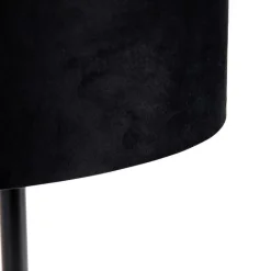 QAZQA Tischlampen|Wohnzimmerlampen*Tischleuchte Schwarz mit ovalem Samt-Schirm Schwarz 35cm - Simplo