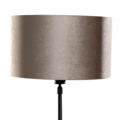 QAZQA Tischlampen|Wohnzimmerlampen*Tischleuchte Schwarz mit Taupe Samt-Schirm 35cm - Parte