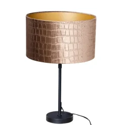 QAZQA Tischlampen|Wohnzimmerlampen*Tischleuchte Schwarz mit Samt-Schirm Krokodil-Design 35cm - Parte