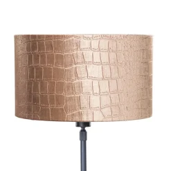 QAZQA Tischlampen|Wohnzimmerlampen*Tischleuchte Schwarz mit Samt-Schirm Krokodil-Design 35cm - Parte