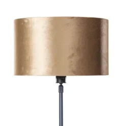 QAZQA Tischlampen|Wohnzimmerlampen*Tischleuchte Schwarz mit Samtschirm Bronze 35cm - Parte
