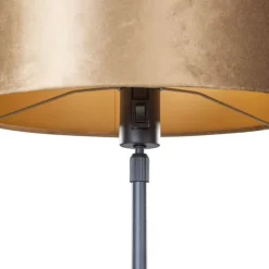 QAZQA Tischlampen|Wohnzimmerlampen*Tischleuchte Schwarz mit Samtschirm Bronze 35cm - Parte