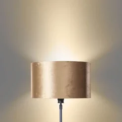 QAZQA Tischlampen|Wohnzimmerlampen*Tischleuchte Schwarz mit Samtschirm Bronze 35cm - Parte