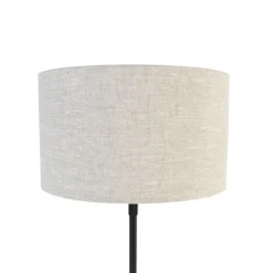 QAZQA Tischlampen|Wohnzimmerlampen*Tischleuchte schwarz verstellbar mit Schirm hellgrau 35 cm - Parte