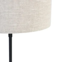 QAZQA Tischlampen|Wohnzimmerlampen*Tischleuchte schwarz verstellbar mit Schirm hellgrau 35 cm - Parte