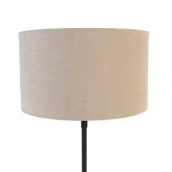 QAZQA Tischlampen|Esszimmerlampen*Tischleuchte schwarz verstellbar mit Schirm hellbraun 35 cm - Parte