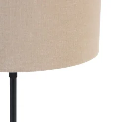 QAZQA Tischlampen|Esszimmerlampen*Tischleuchte schwarz verstellbar mit Schirm hellbraun 35 cm - Parte