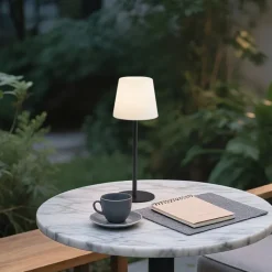 QAZQA Gartenbeleuchtung|Led-Außenleuchten*Tischleuchte Schwarz Wiederaufladbar Incl. LED und Dimmer IP54 - Jude