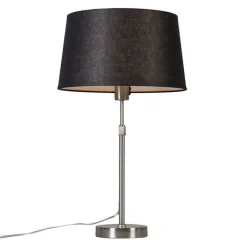 QAZQA Tischlampen|Wohnzimmerlampen*Tischleuchte Stahl mit Schirm schwarz 35 cm verstellbar - Parte