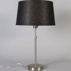 QAZQA Tischlampen|Wohnzimmerlampen*Tischleuchte Stahl mit Schirm schwarz 35 cm verstellbar - Parte