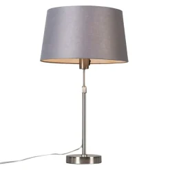 QAZQA Tischlampen|Wohnzimmerlampen*Tischleuchte Stahl mit Schirm grau 35 cm verstellbar - Parte