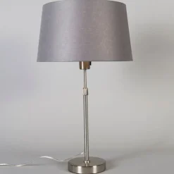 QAZQA Tischlampen|Wohnzimmerlampen*Tischleuchte Stahl mit Schirm grau 35 cm verstellbar - Parte