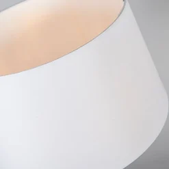 QAZQA Tischlampen|Wohnzimmerlampen*Tischleuchte Stahl mit Schirm weiß 35 cm verstellbar - Parte