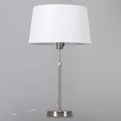 QAZQA Tischlampen|Wohnzimmerlampen*Tischleuchte Stahl mit Schirm weiß 35 cm verstellbar - Parte