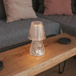Newgarden Gartenbeleuchtung|Led-Außenleuchten*Tischleuchte transparentes Glas inkl. LED Wiederaufladbar IP44 - Lola 20 Lux