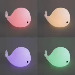 Kinder QAZQA Kinderzimmerlampen|Led-Außenleuchten*Tischleuchte Weiß 30cm inkl. LED Dimmbar IP54 Wiederaufladbar - Baby Whale