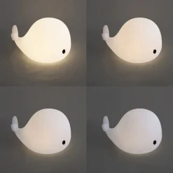 Kinder QAZQA Kinderzimmerlampen|Led-Außenleuchten*Tischleuchte Weiß 30cm inkl. LED Dimmbar IP54 Wiederaufladbar - Baby Whale