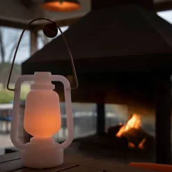 QAZQA Gartenbeleuchtung|Led-Außenleuchten*Tischleuchte weiß Flammeneffekt 22 cm - Storm Mini