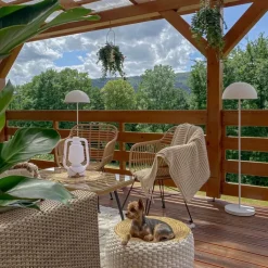 QAZQA Gartenbeleuchtung|Led-Außenleuchten*Tischleuchte weiß IP44 inkl. Bluetooth Lautsprecher - Storm Music