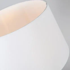 QAZQA Tischlampen|Wohnzimmerlampen*Tischleuchte weiß mit Schirm weiß 35 cm verstellbar - Parte