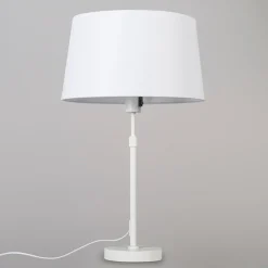 QAZQA Tischlampen|Wohnzimmerlampen*Tischleuchte weiß mit Schirm weiß 35 cm verstellbar - Parte