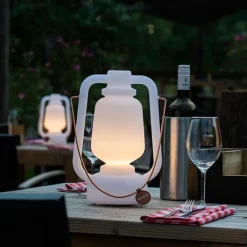 QAZQA Gartenbeleuchtung|Led-Außenleuchten*Tischleuchte wiederaufladbar 30 cm IP44 weiß - Storm Small