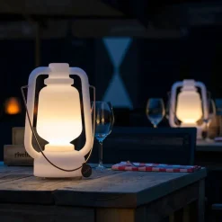 QAZQA Gartenbeleuchtung|Led-Außenleuchten*Tischleuchte wiederaufladbar 30 cm IP44 weiß - Storm Small