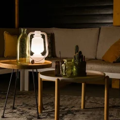 QAZQA Gartenbeleuchtung|Led-Außenleuchten*Tischleuchte wiederaufladbar 30 cm IP44 weiß - Storm Small