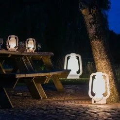 QAZQA Gartenbeleuchtung|Led-Außenleuchten*Tischleuchte wiederaufladbar 30 cm IP44 weiß - Storm Small