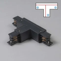 QAZQA Deckenstrahler|Aufbaustrahler*T-Verbinder für 3-Phasen Schiene schwarz links unten - 3-phasig