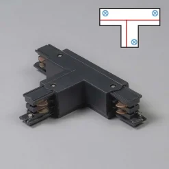 QAZQA Deckenstrahler|Aufbaustrahler*T-Verbinder für 3-Phasen Schiene schwarz oben links - 3-phasig